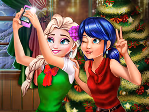 Ladybug And Elsa Xmas Selfie