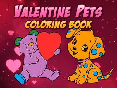 Valentine Pets Coloring Book
