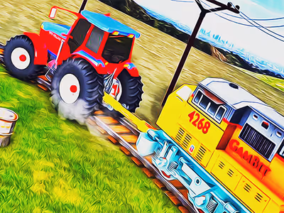 Chained Tractor Towing Train Simulator