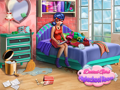Dotted Girl Highschool Room