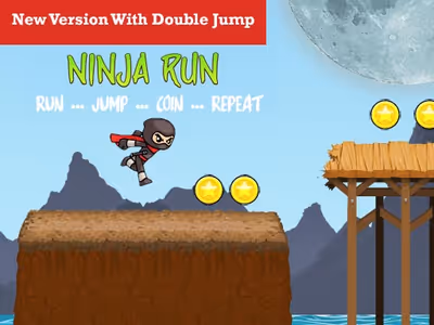 Ninja Run Game with Double Jump