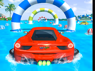 Water Surfing Car Stunts Car Racing Game