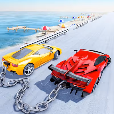Chained Car Stunts Race Mega Ramp GT Racing