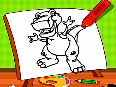 Easy Kids Coloring Dinosaur