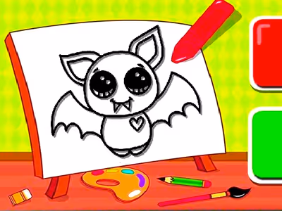 Easy Kids Coloring Bat