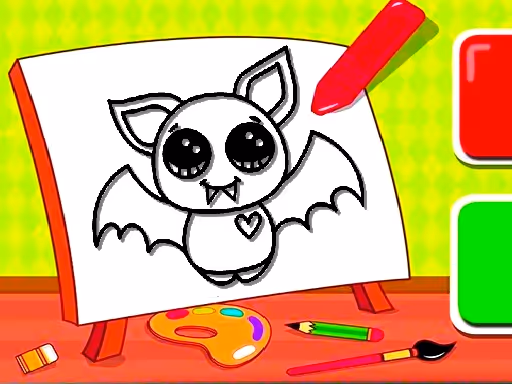 Easy Kids Coloring Bat