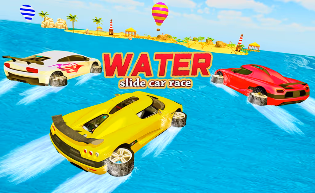Water Slide Car Race - Water Surfing Stunts