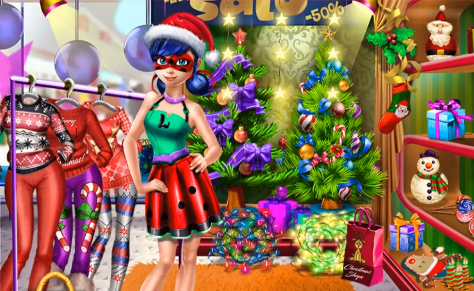 Dotted Girl Christmas Shopping