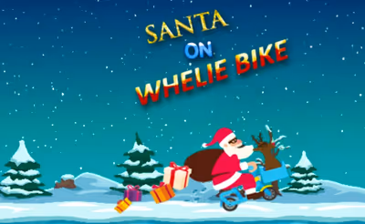 Santa On Wheelie Bike