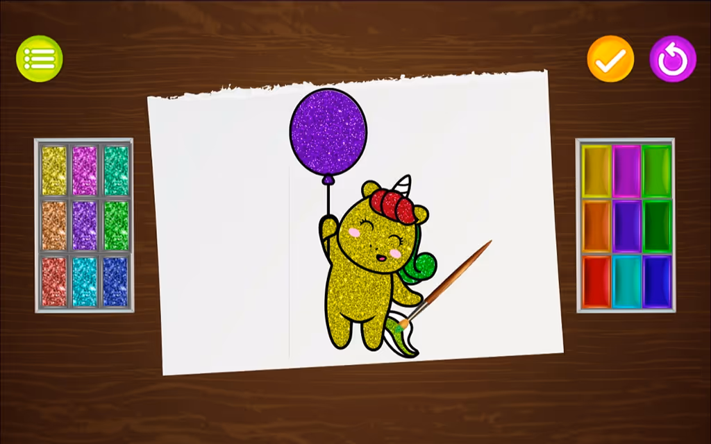 Coloring Book Glittered Unicorns