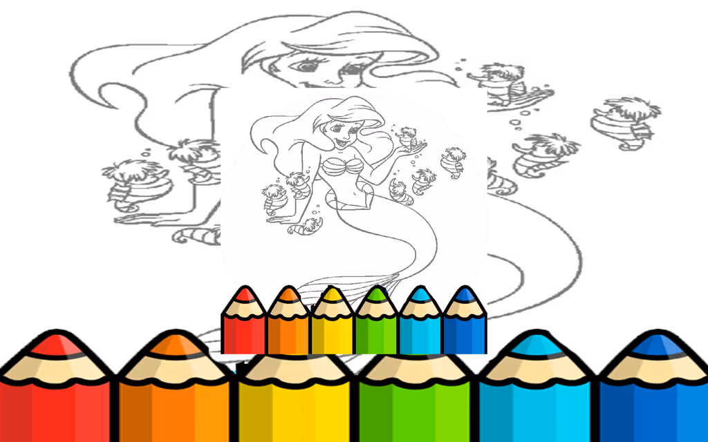 Kid Mermaids Coloring