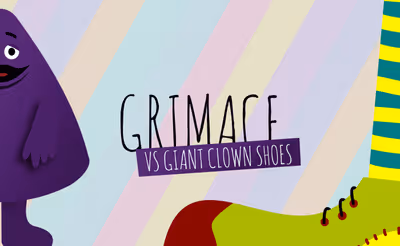 Grimace vs Giant Clown Shoes