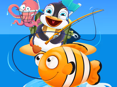 Baby Penguin Fishing