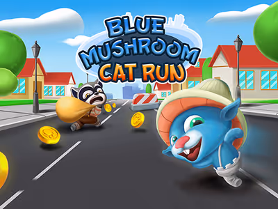 Blue Mushroom Cat Run
