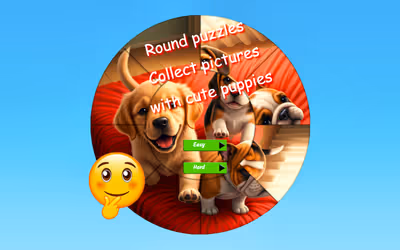 Round Jigsaw Puzzle Collect Pictures with Cute Puppies