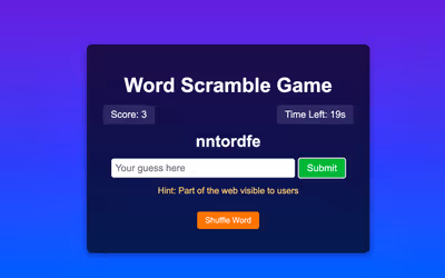 Word Scramble Game Challenge