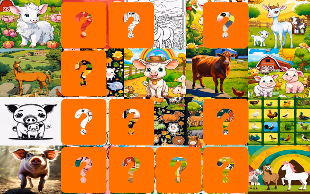 Farm Animals Memory Cards